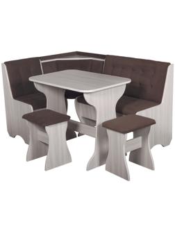 Кухонный уголок ку-1Л4 Т31, угол/стол/табурет, шимо светлый, коричневый