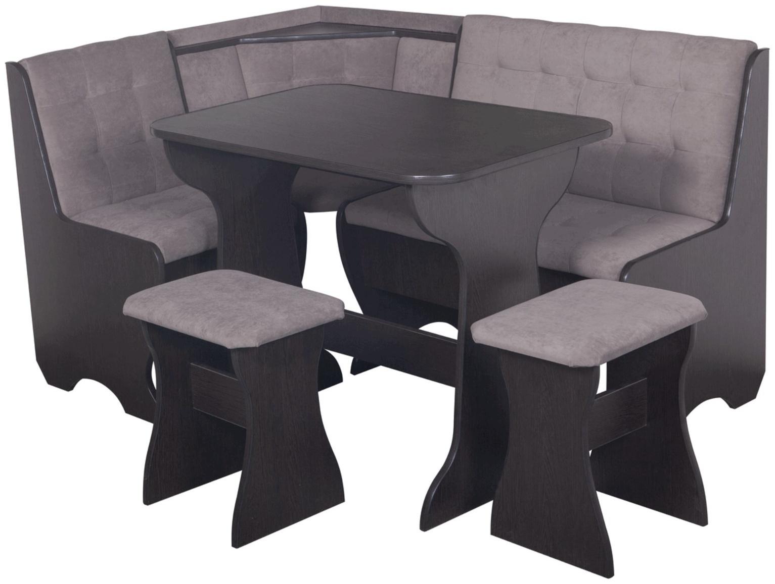 Кухонный уголок Ку-1Л4 Т5, угол/стол/табурет, венге, серый