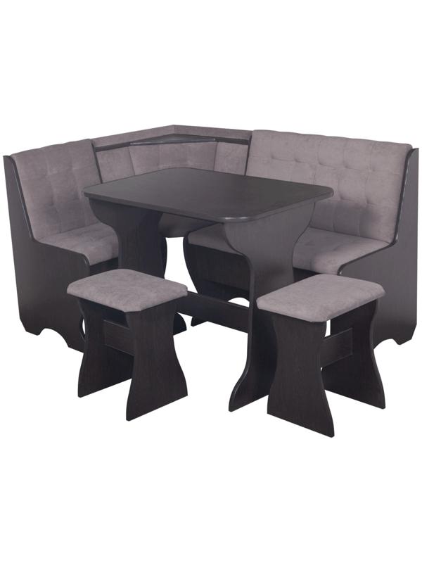 Кухонный уголок Ку-1Л4 Т5, угол/стол/табурет, венге, серый