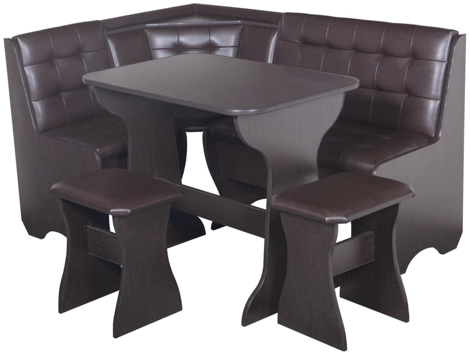 Кухонный уголок Ку-1Л4 Т32, угол/стол/табурет, венге, коричневый