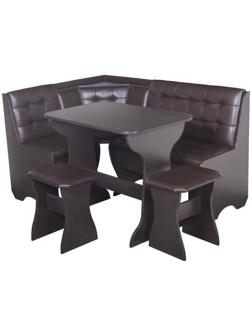 Кухонный уголок Ку-1Л4 Т32, угол/стол/табурет, венге, коричневый