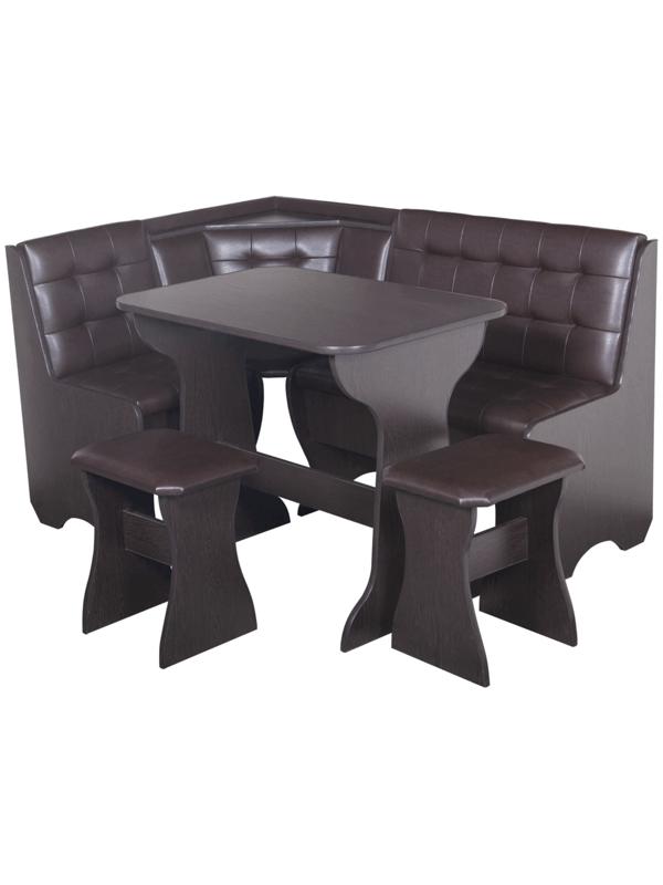 Кухонный уголок Ку-1Л4 Т32, угол/стол/табурет, венге, коричневый