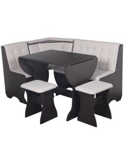 Кухонный уголок ку-1Л2У Т3, угол/стол/табурет, венге, белый