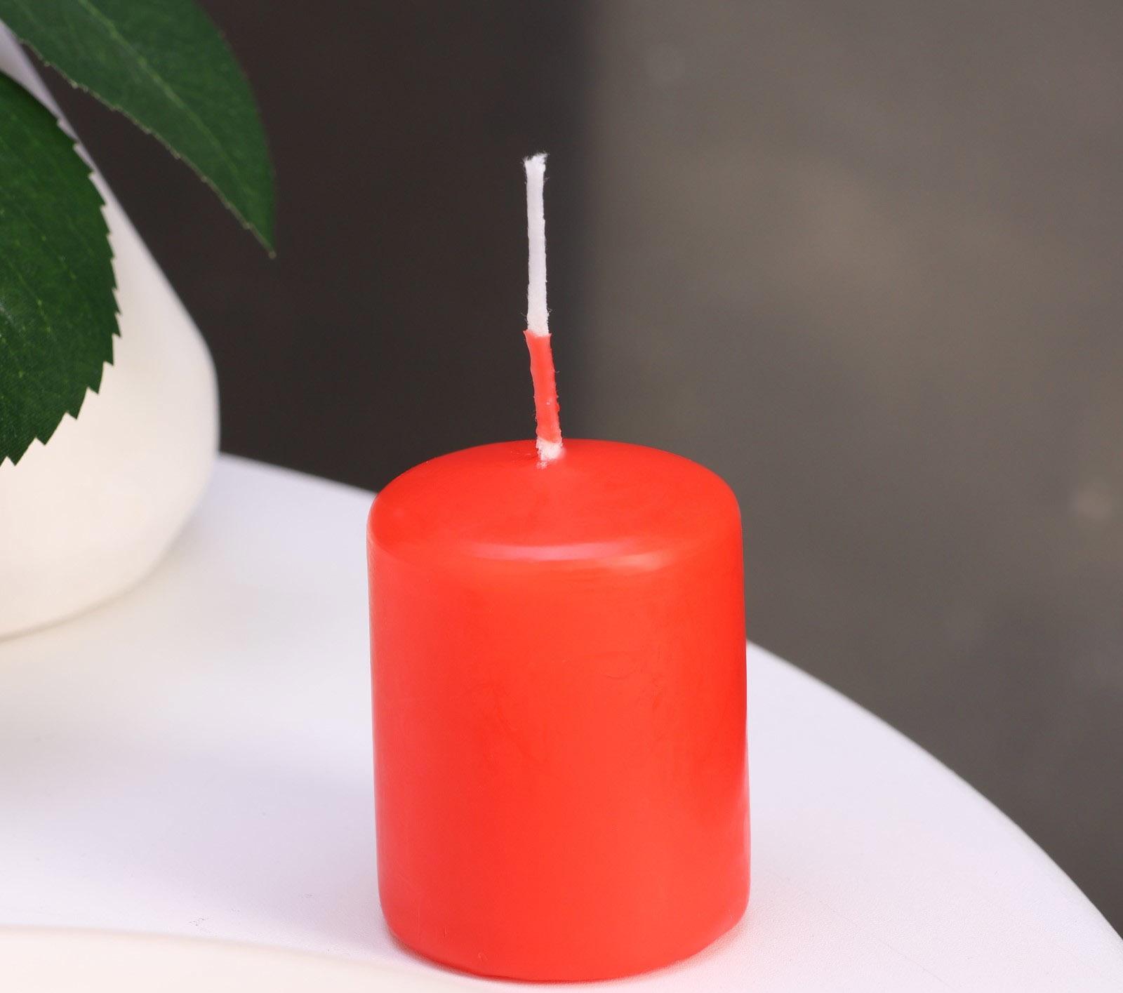 Набор свечей - цилиндров, 4х5 см, набор 3 шт, красная