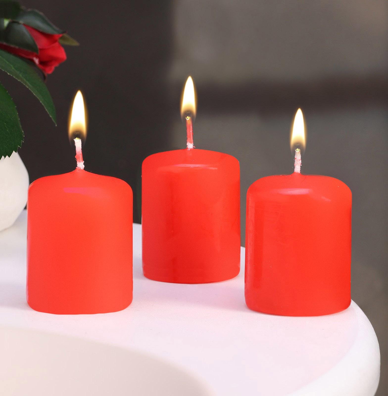 Набор свечей - цилиндров, 4х5 см, набор 3 шт, красная