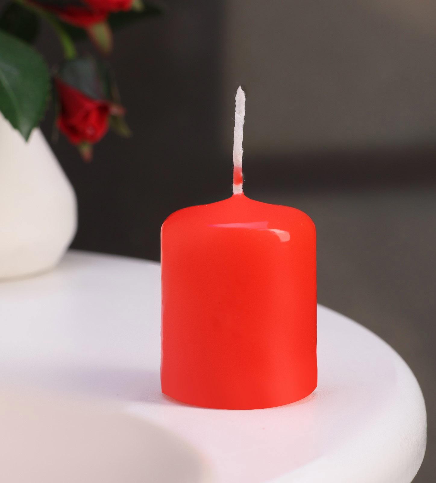 Набор свечей - цилиндров, 4х5 см, набор 3 шт, красная