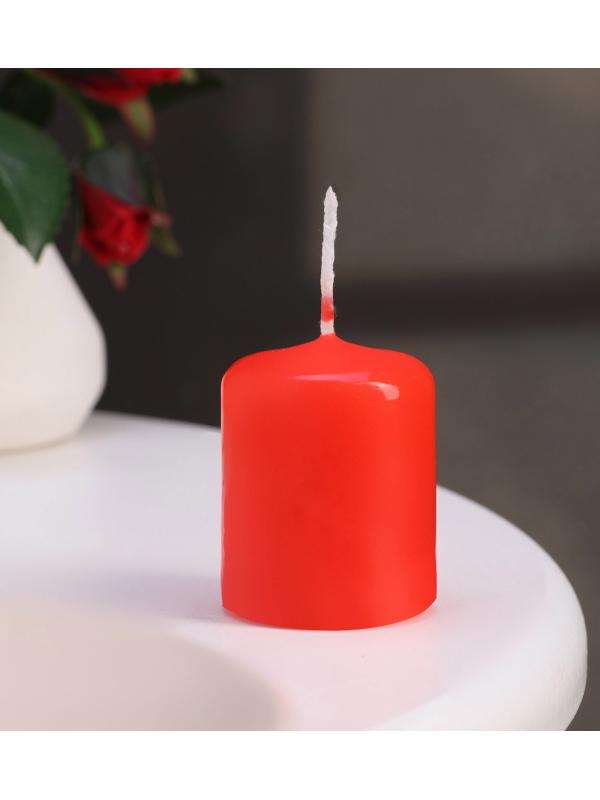 Набор свечей - цилиндров, 4х5 см, набор 3 шт, красная