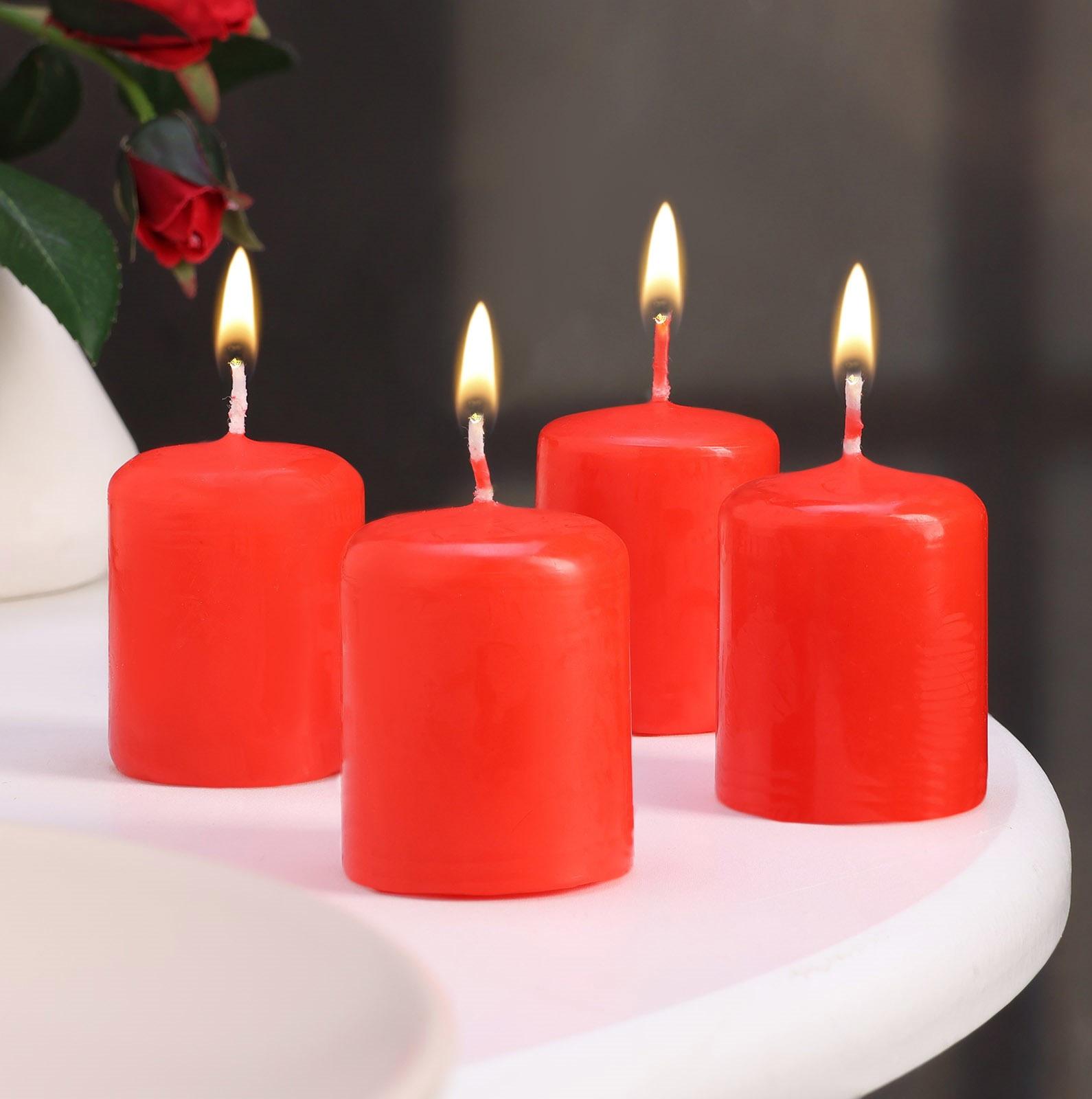 Набор свечей - цилиндров, 4х5 см, набор 4 шт, красная