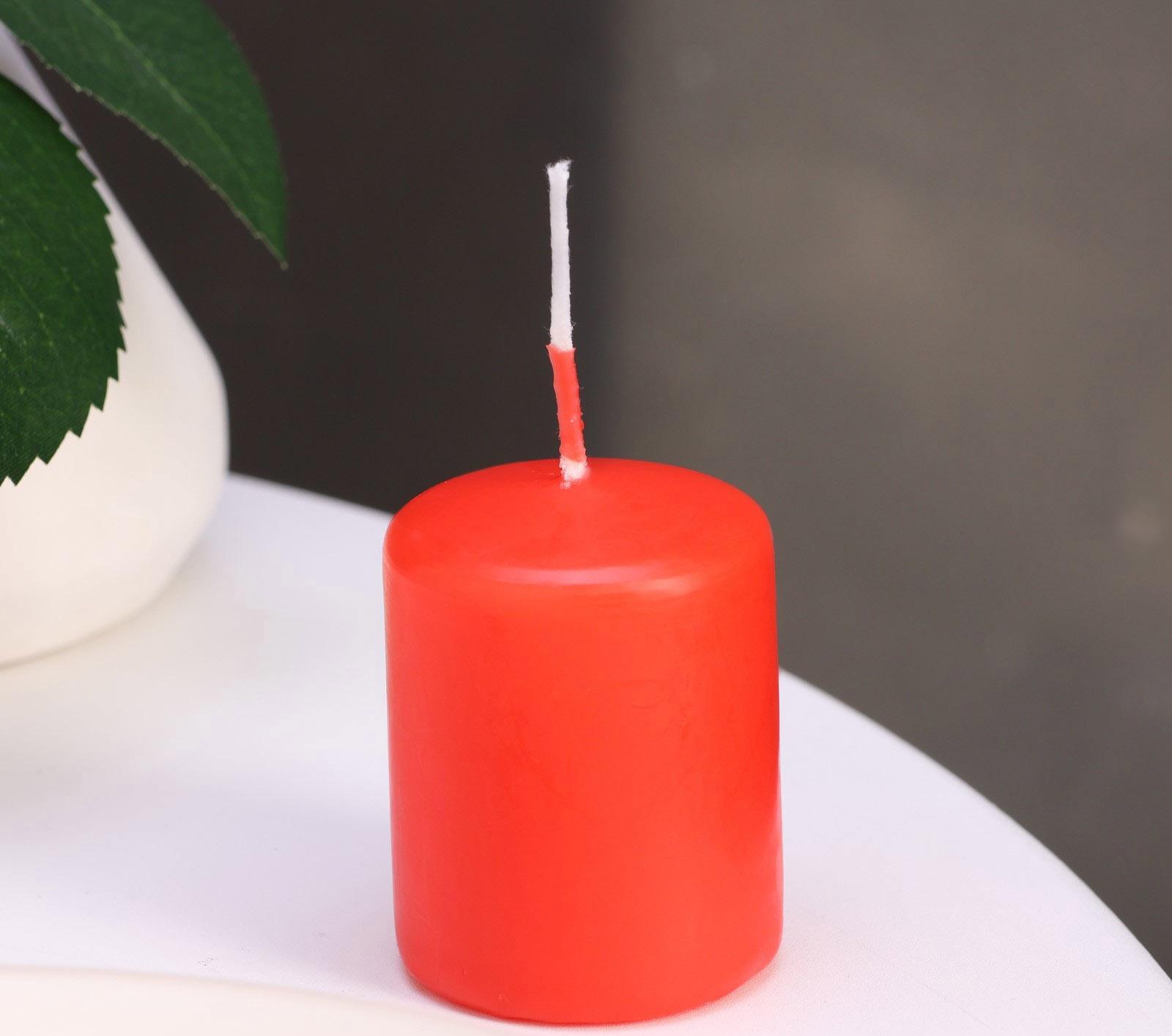 Набор свечей - цилиндров, 4х5 см, набор 4 шт, красная