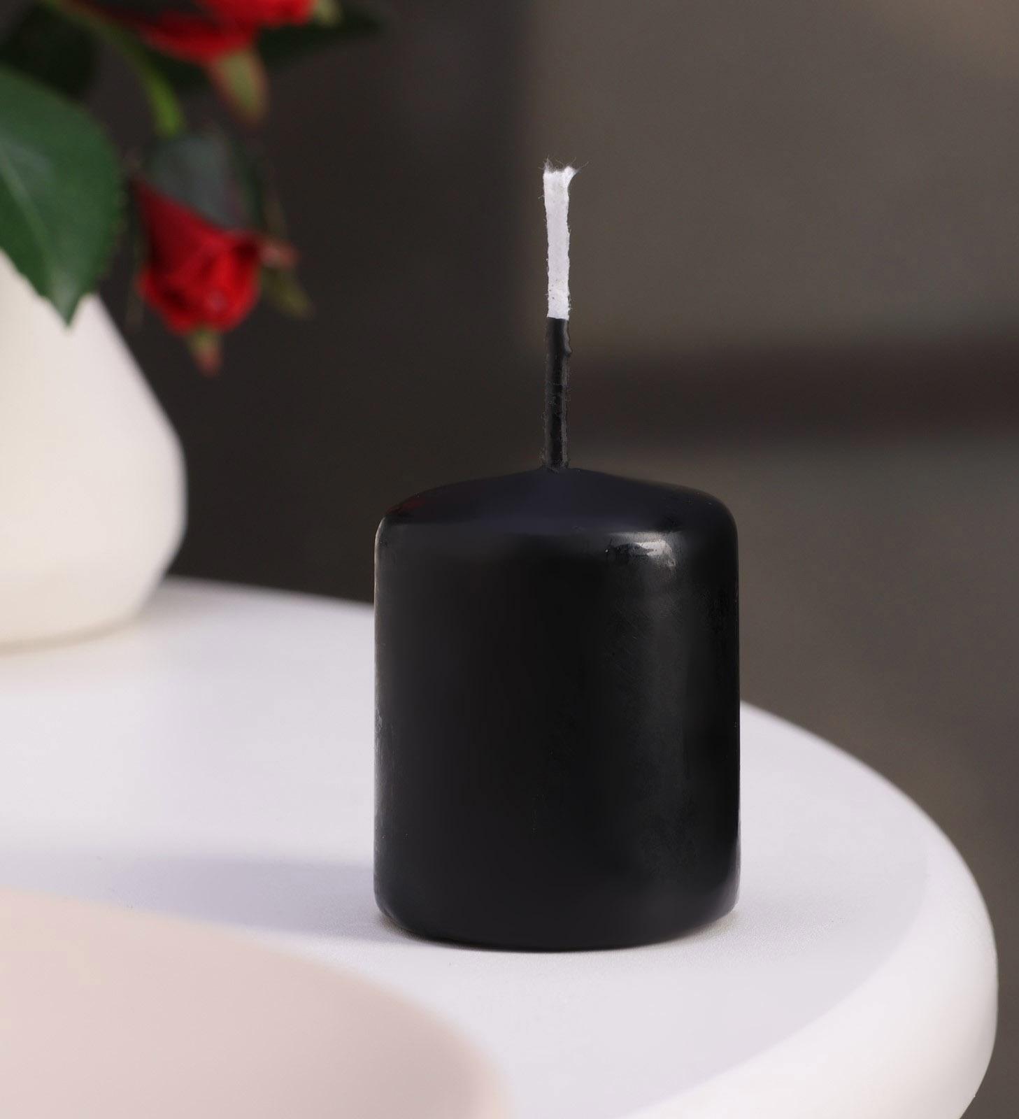 Набор свечей - цилиндров, 4х5 см, набор 4 шт, черная