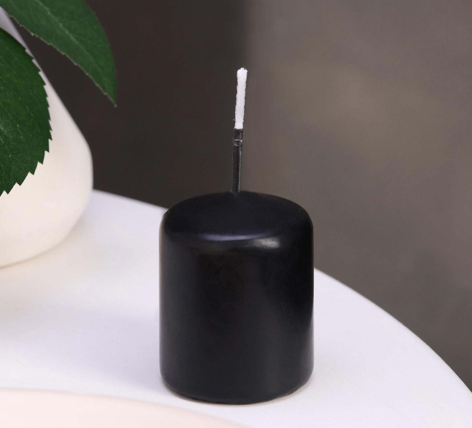 Набор свечей - цилиндров, 4х5 см, набор 4 шт, черная