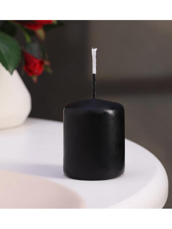 Набор свечей - цилиндров, 4х5 см, набор 4 шт, черная