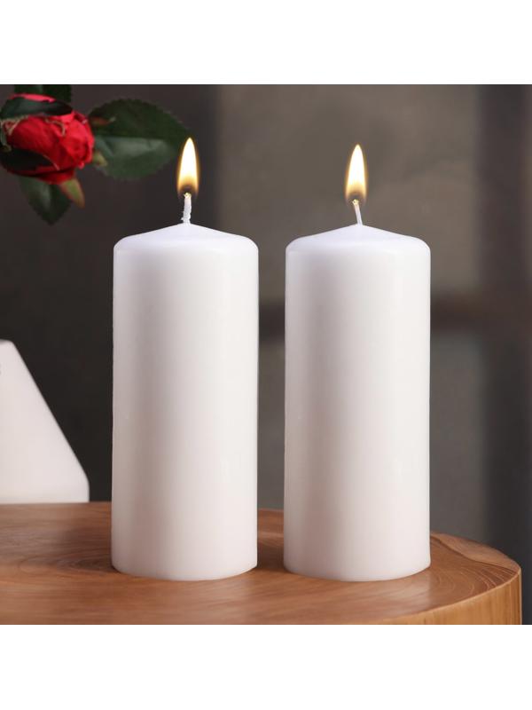 Набор свечей - цилиндров, 5х11,5 см, набор 2 шт, белая