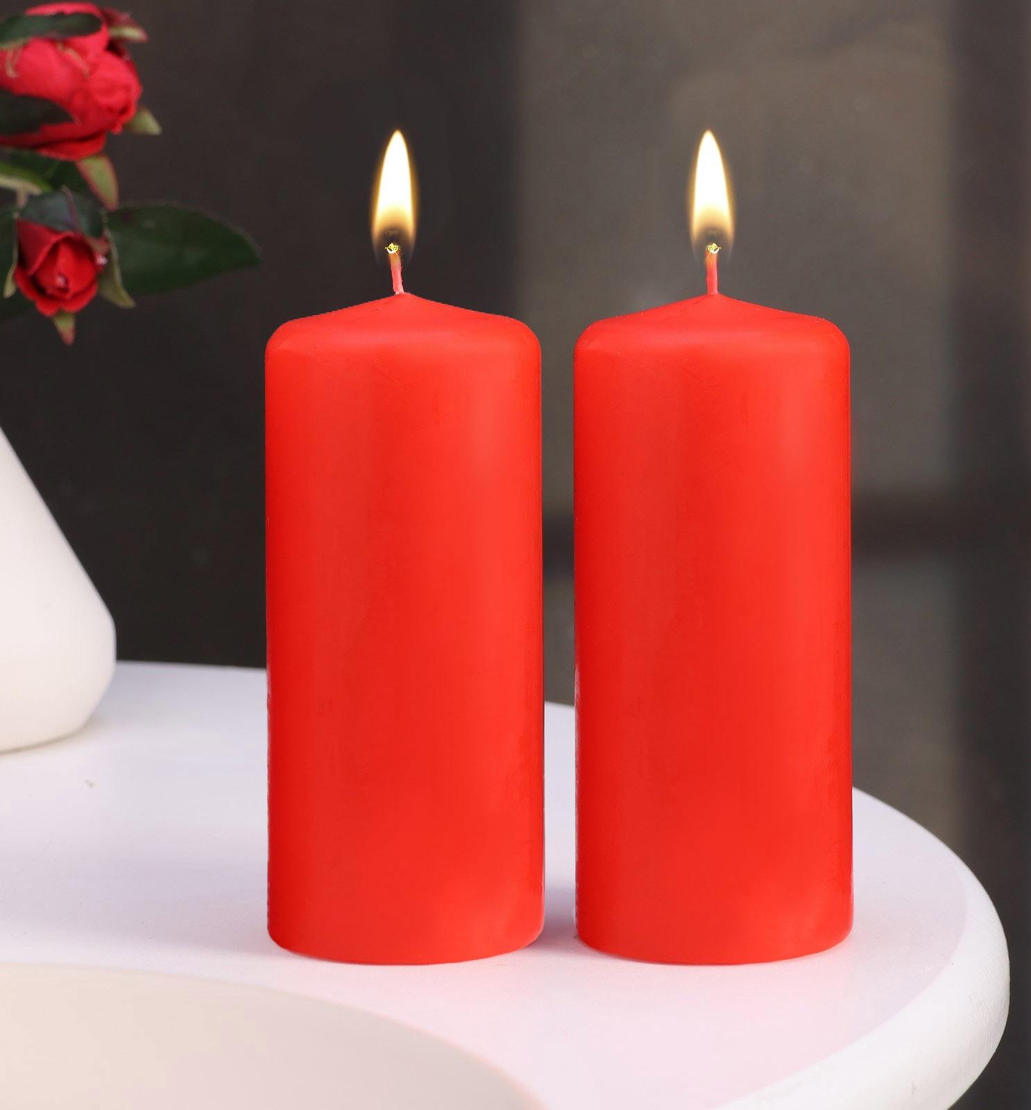 Набор свечей - цилиндров, 5х11,5 см, набор 2 шт, красная