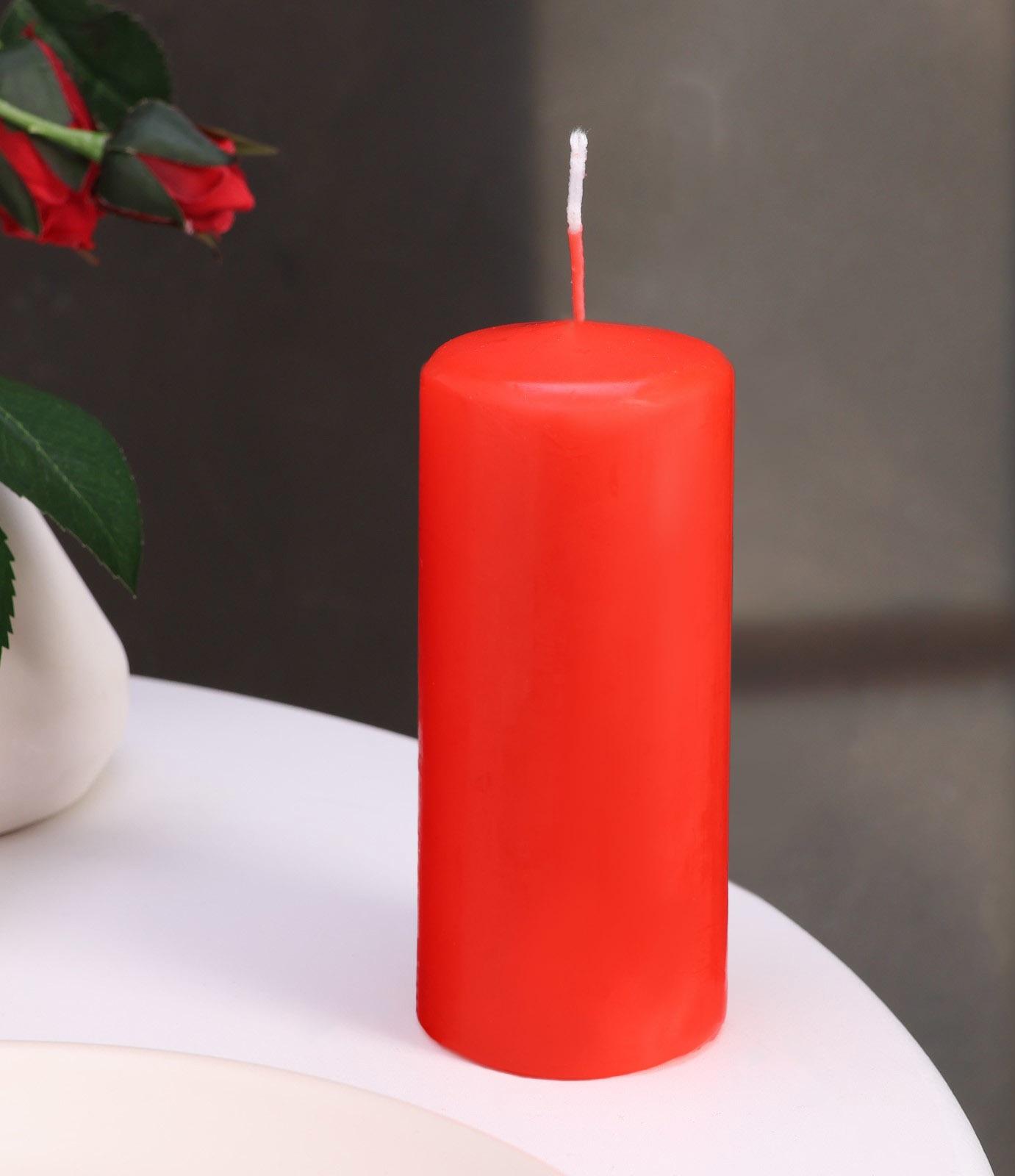 Набор свечей - цилиндров, 5х11,5 см, набор 2 шт, красная
