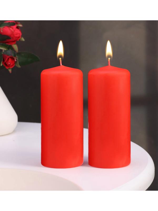 Набор свечей - цилиндров, 5х11,5 см, набор 2 шт, красная