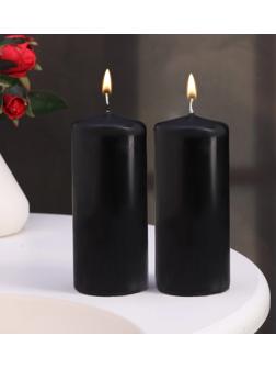 Набор свечей - цилиндров, 5х11,5 см, набор 2 шт, черная