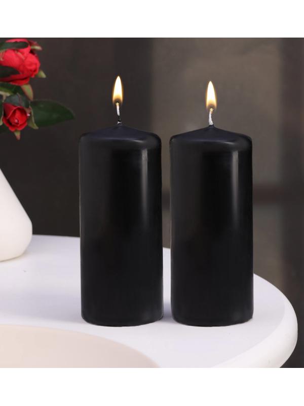 Набор свечей - цилиндров, 5х11,5 см, набор 2 шт, черная