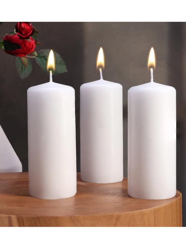 Набор свечей - цилиндров, 5х11,5 см, набор 3 шт, белая