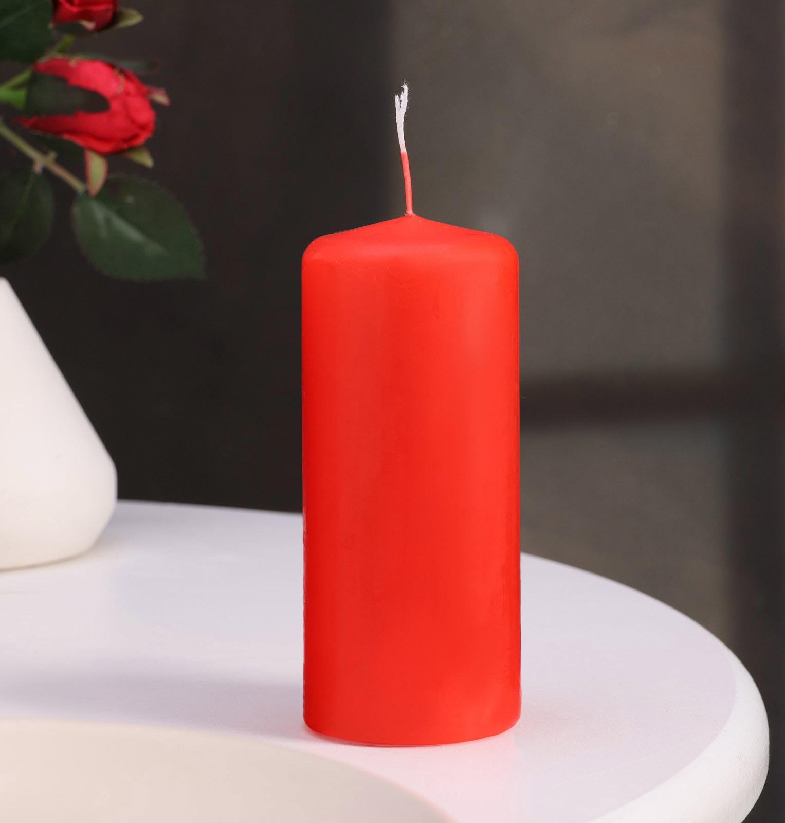 Набор свечей - цилиндров, 5х11,5 см, набор 3 шт, красная