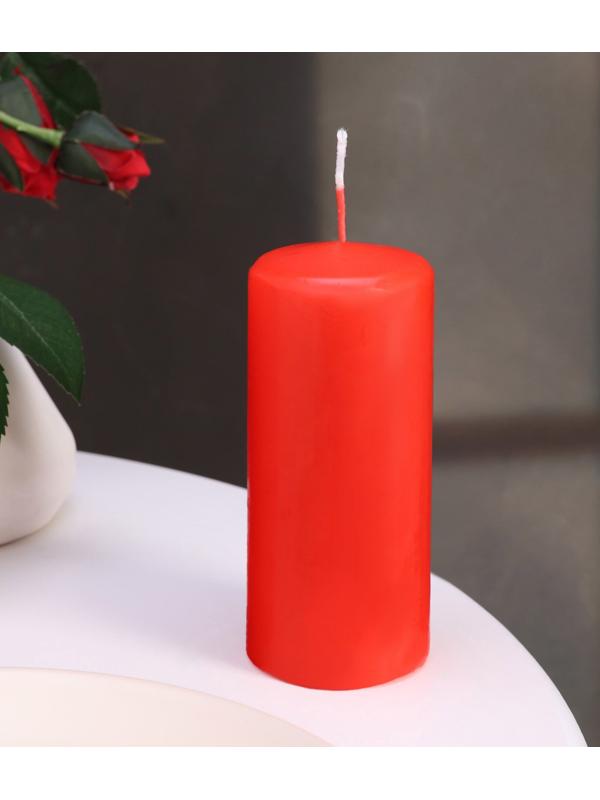 Набор свечей - цилиндров, 5х11,5 см, набор 3 шт, красная