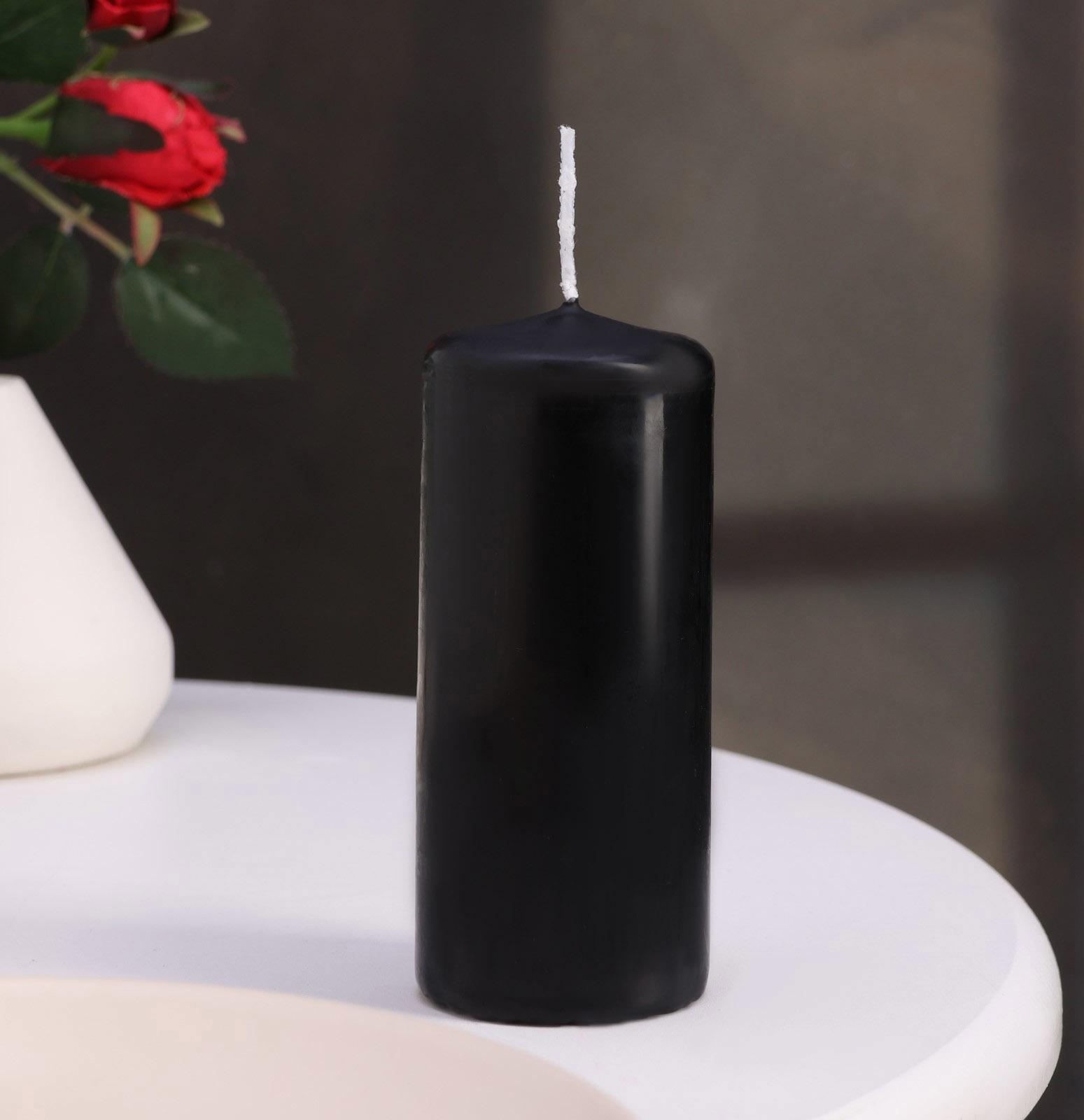 Набор свечей - цилиндров, 5х11,5 см, набор 3 шт, черная