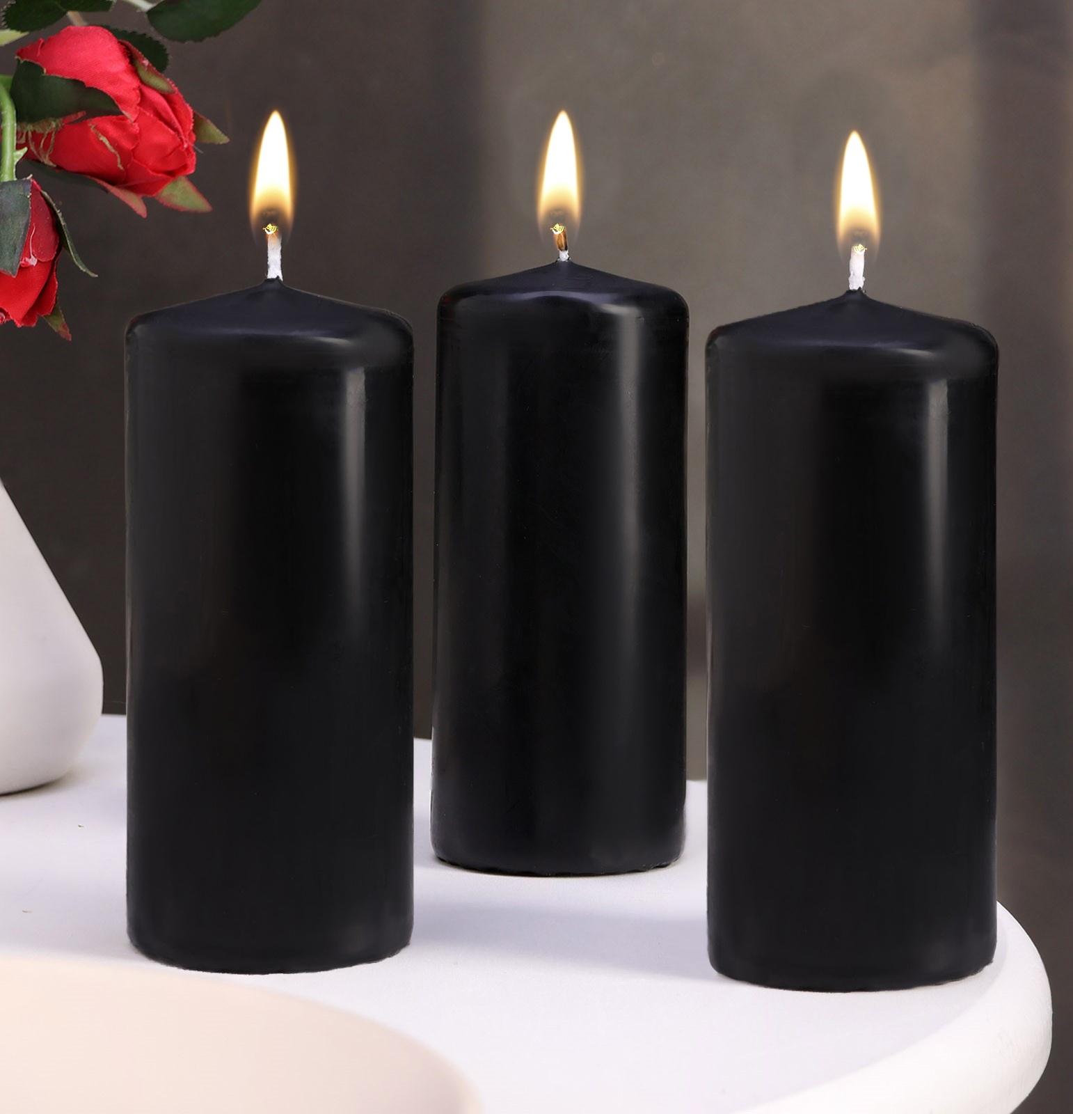 Набор свечей - цилиндров, 5х11,5 см, набор 3 шт, черная