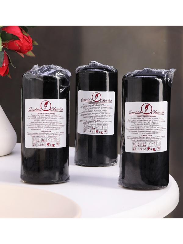 Набор свечей - цилиндров, 5х11,5 см, набор 3 шт, черная