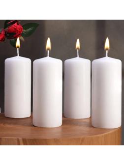 Набор свечей - цилиндров, 5х11,5 см, набор 4 шт, белая