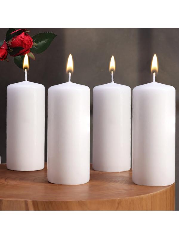 Набор свечей - цилиндров, 5х11,5 см, набор 4 шт, белая