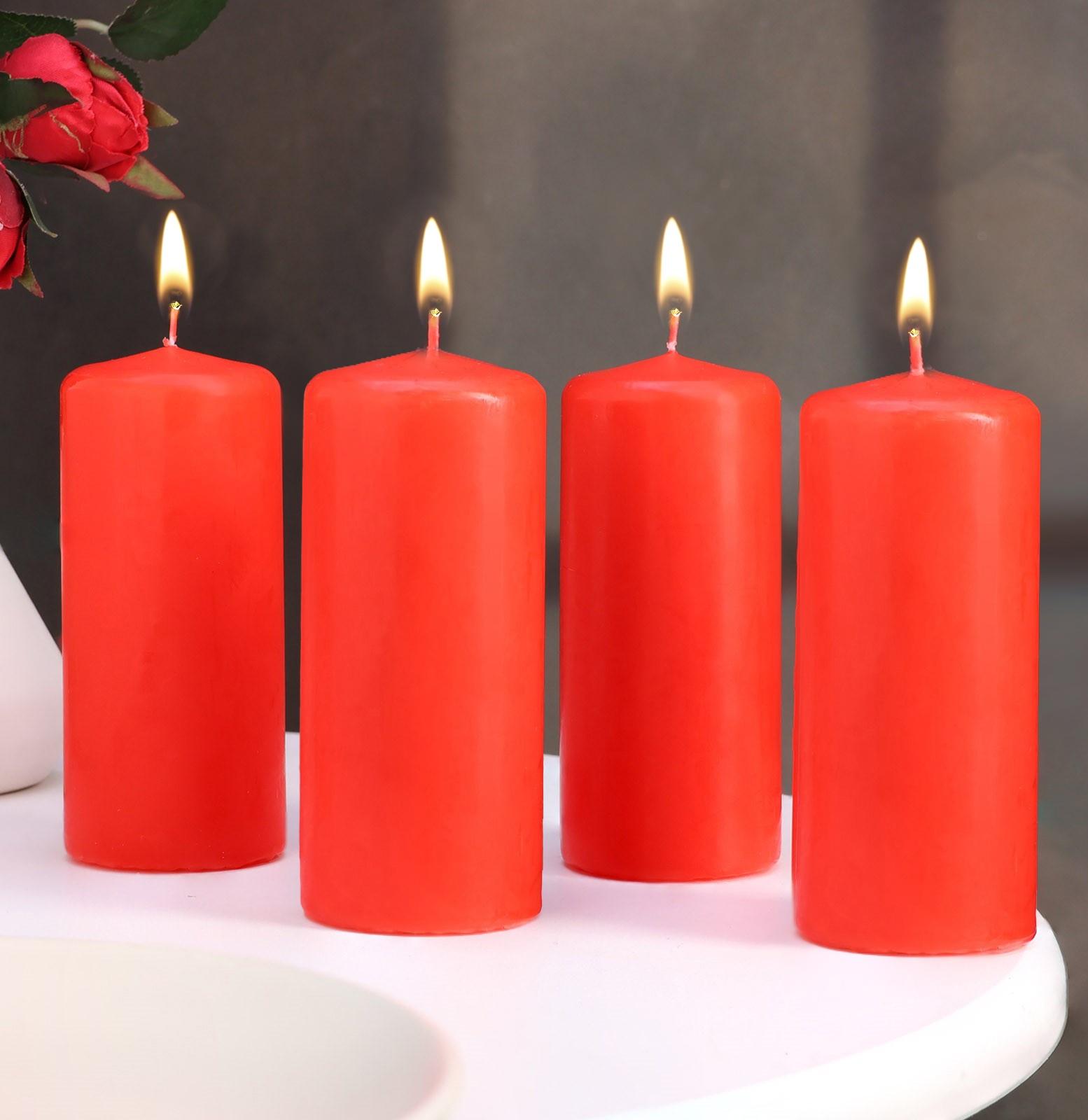 Набор свечей - цилиндров, 5х11,5 см, набор 4 шт, красная