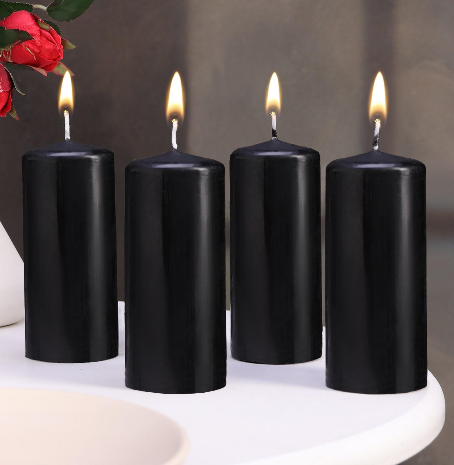 Набор свечей - цилиндров, 5х11,5 см, набор 4 шт, черная