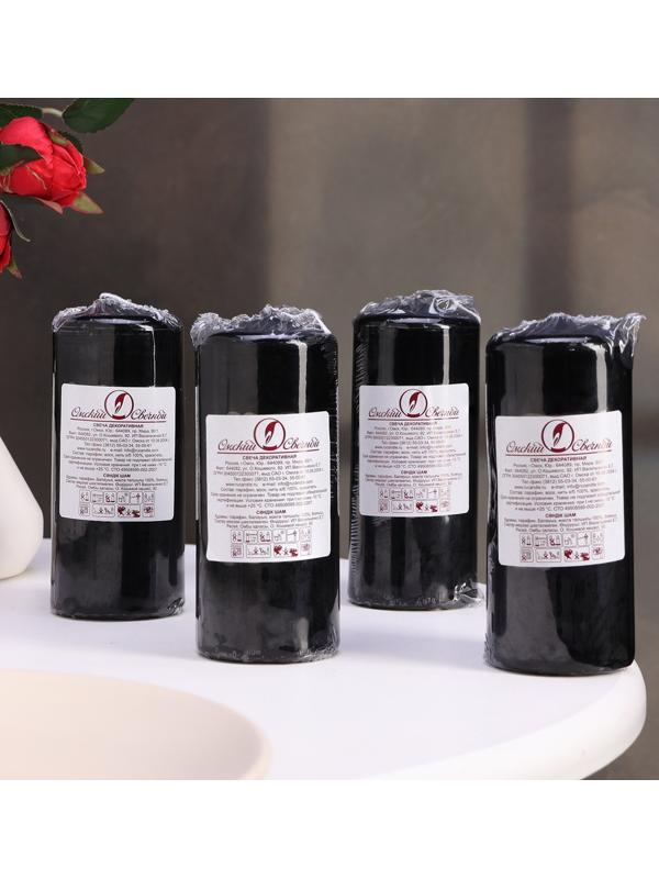 Набор свечей - цилиндров, 5х11,5 см, набор 4 шт, черная