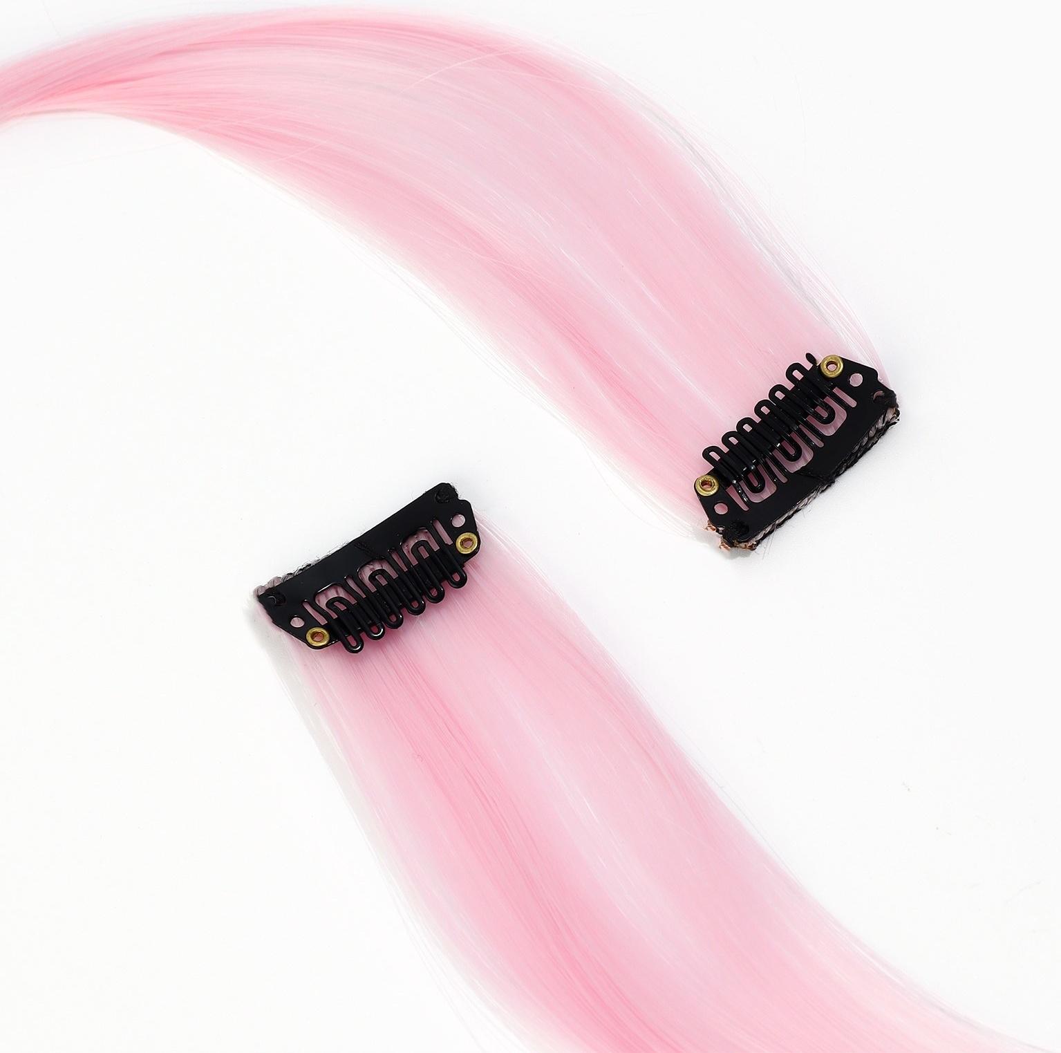 Цветные пряди для волос, 2 шт «Нежный кусь»,9 х 11,6 см, (нежно-розовый)