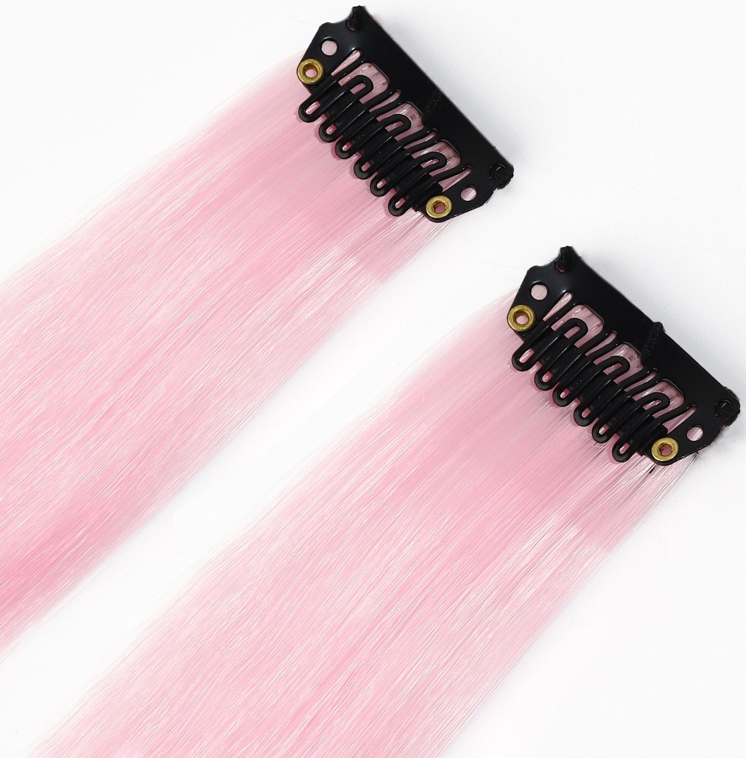 Цветные пряди для волос, 2 шт «Нежный кусь»,9 х 11,6 см, (нежно-розовый)