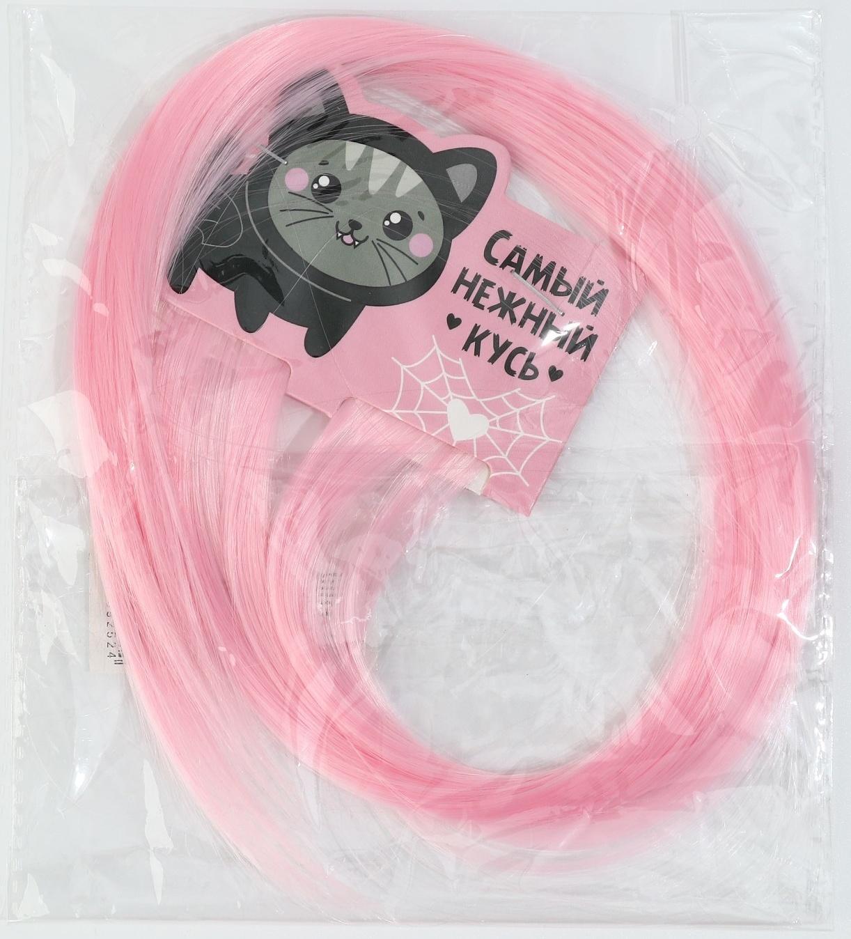 Цветные пряди для волос, 2 шт «Нежный кусь»,9 х 11,6 см, (нежно-розовый)