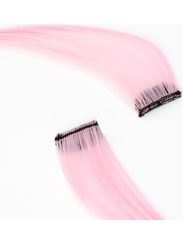 Цветные пряди для волос, 2 шт «Нежный кусь»,9 х 11,6 см, (нежно-розовый)