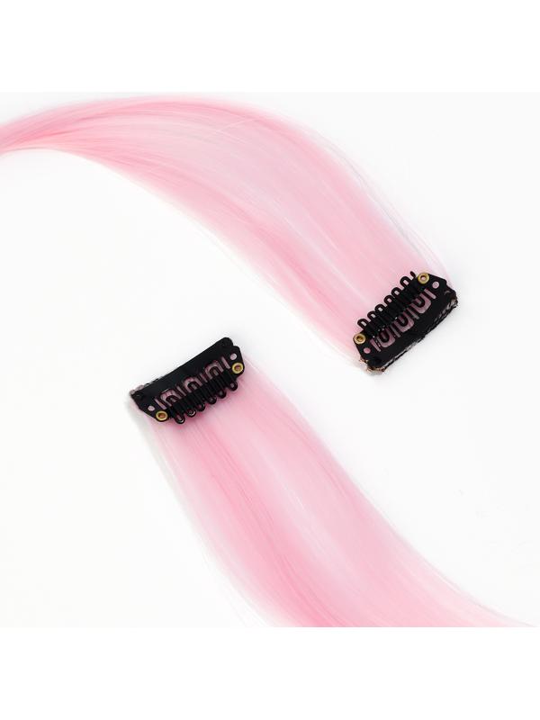 Цветные пряди для волос, 2 шт «Нежный кусь»,9 х 11,6 см, (нежно-розовый)