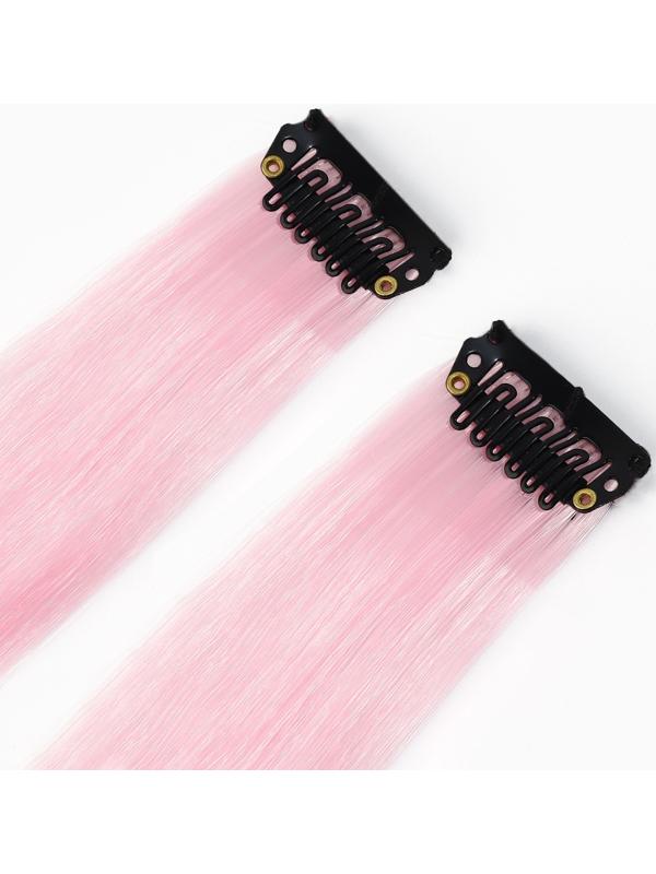 Цветные пряди для волос, 2 шт «Нежный кусь»,9 х 11,6 см, (нежно-розовый)