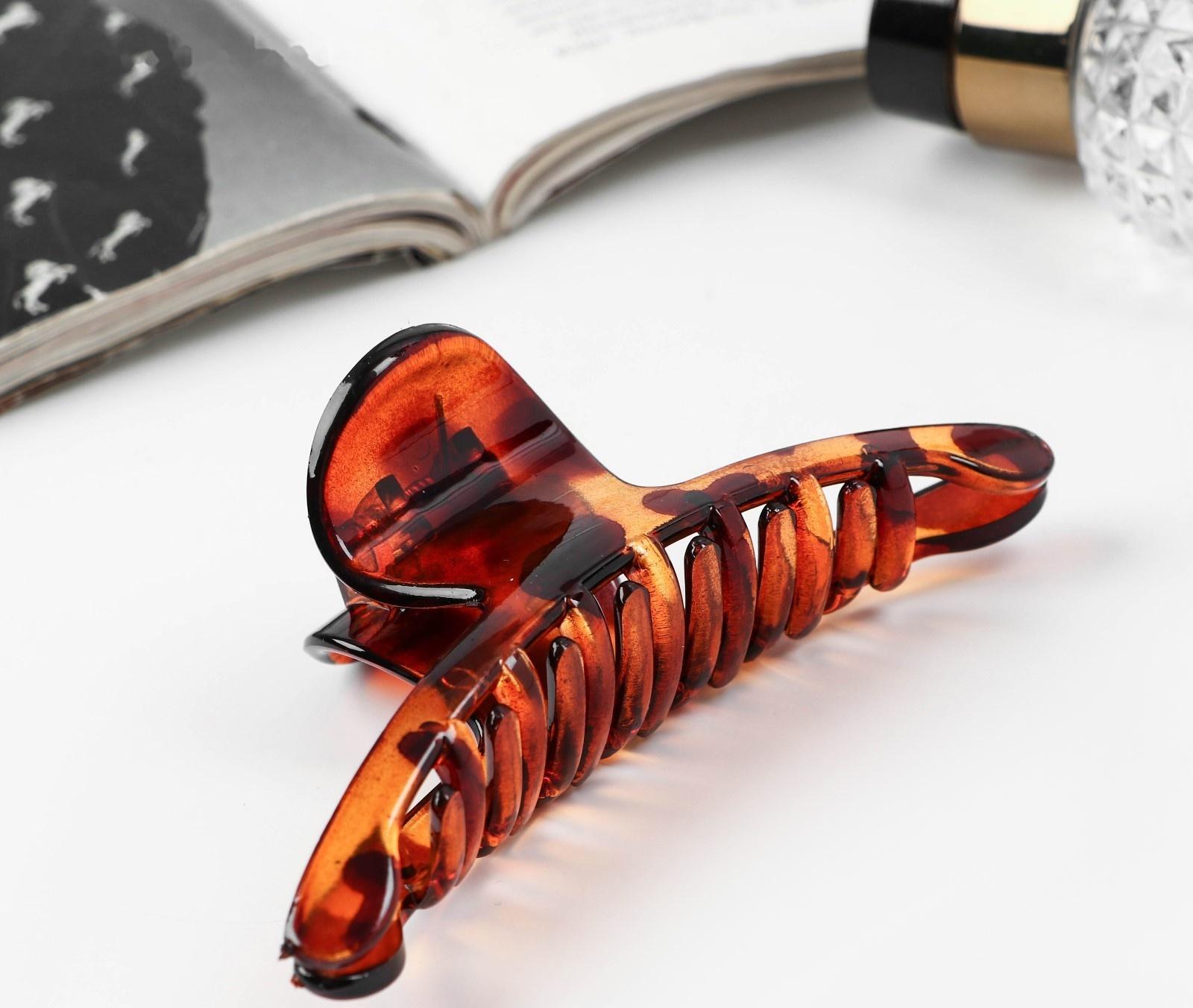 Краб для волос «Леопардовый» тонкий, 11,5 см, коричневый