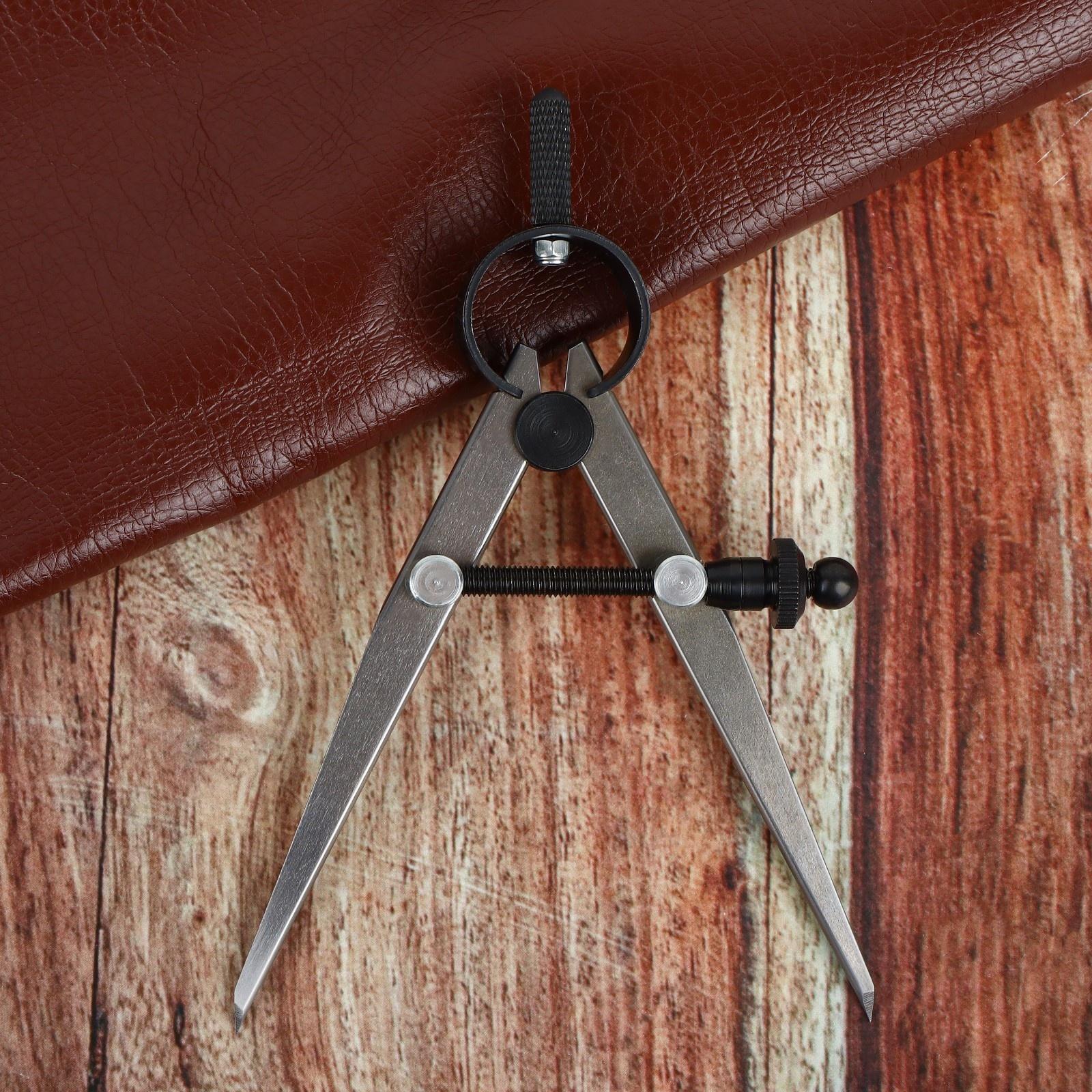 Контрциркуль для кожи, разметочный, 100 мм, 15 × 8 см, цвет серебряный/чёрный