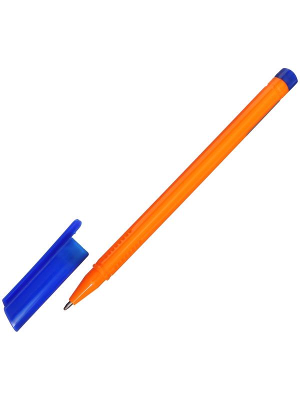 Ручка шариковая 0,5 мм синяя, корпус желтый треугольный, колпачок синий , штрихкод на штуке