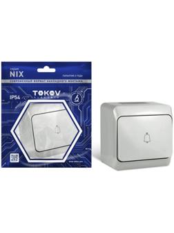 Кнопка звонка ОП Nix 10А IP54 250В сер. TOKOV ELECTRIC TKE-NX-DB-C06-IP54