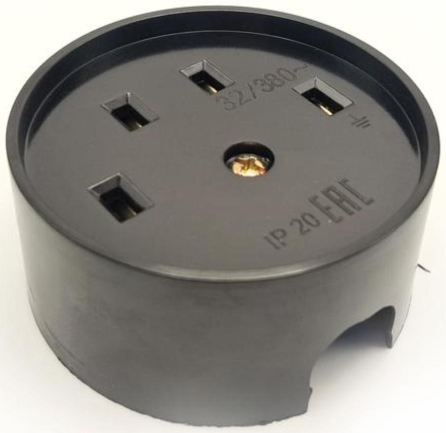 Разъем РШ-ВШ ОП 32А 380В 3Р+РЕ кругл. черн. TOKOV ELECTRIC TKL-OVOP-3Р+РЕ-C05