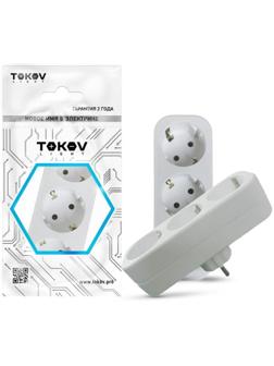 Разветвитель 3-м с заземл. 16А 250В IP20 полипропилен бел. TOKOV ELECTRIC TKL-S3Z-C01