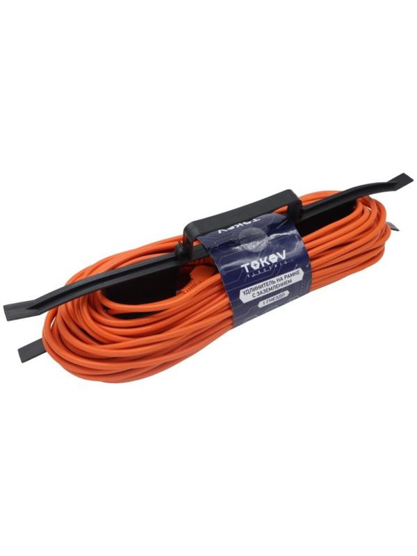 Удлинитель-шнур на рамке 1х30м с заземл. 6А IP44 3х0.75 с защ. крышкой TOKOV ELECTRIC TKE-SR30-075-Z