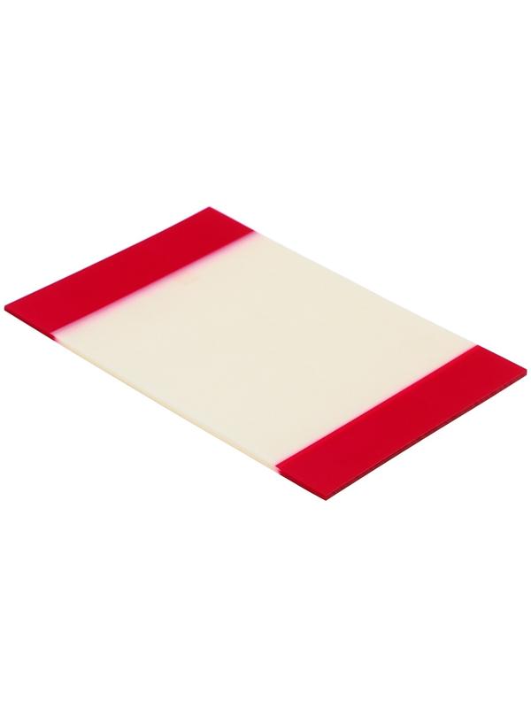 Блок с липким краем 82мм*52мм 20л пластик прозрачный с бордовым