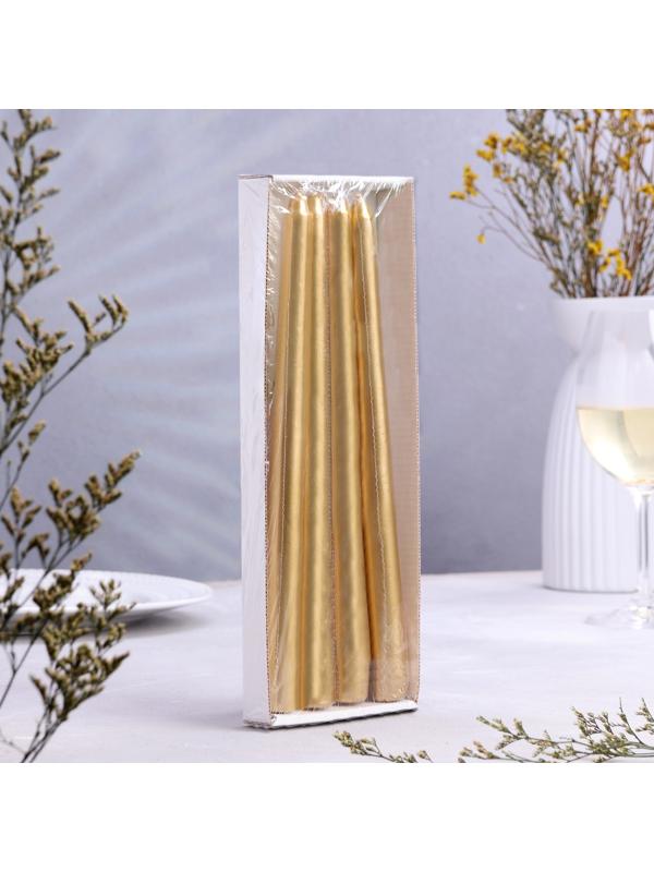 Набор свечей античных, 2,3х 25 см, 4 шт, лакированная, золотой металлик