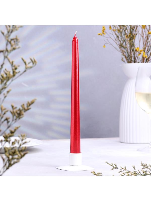 Набор свечей античных, 2,3х 25 см, 4 шт, лакированная, красный металлик