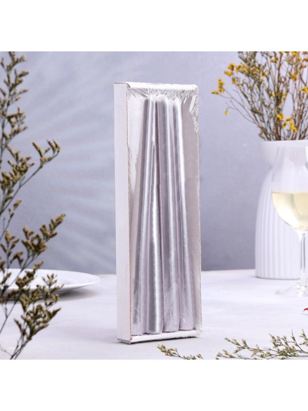 Набор свечей античных, 2,3х 25 см, 4 шт, лакированная, розовый металлик